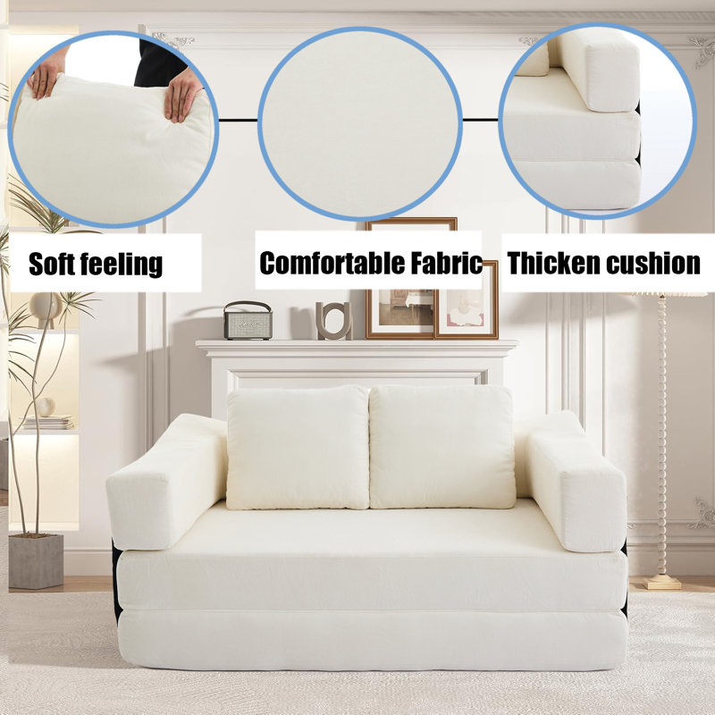 Hokku Designs Hermgenes DIY Minimalist Floor Sofa Fold Out Chenille Sofa Bed with Pillow Memory Foam Convertible Chair Floor Couch without Assembly Wayfair